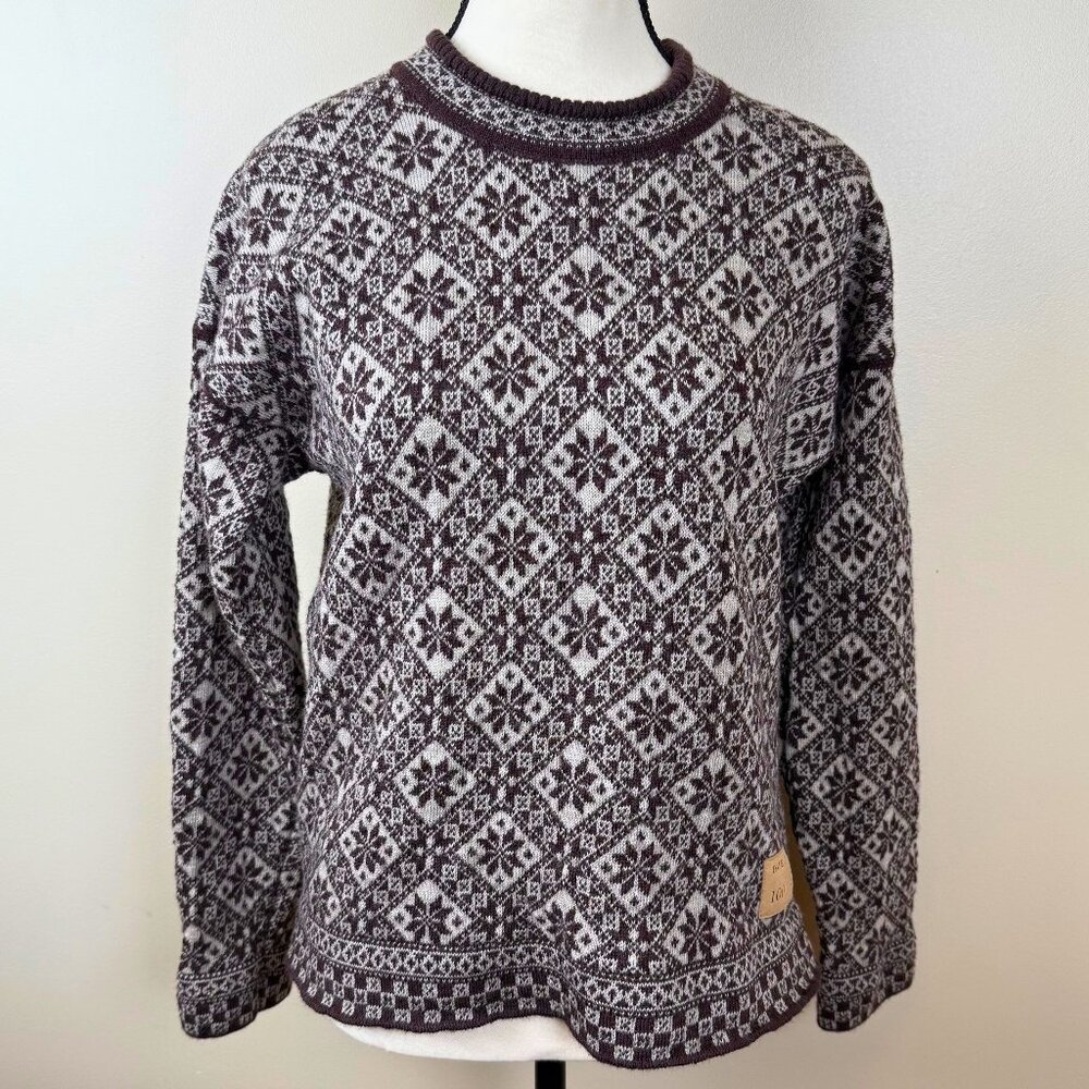 Dale of Norway 100% Wool Sweater • Brown & Cream • Medium